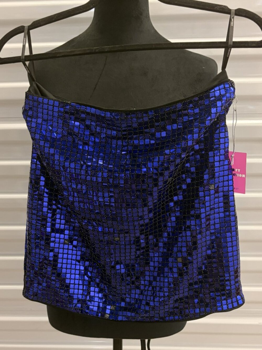 Women's disco electric blue mini skirt